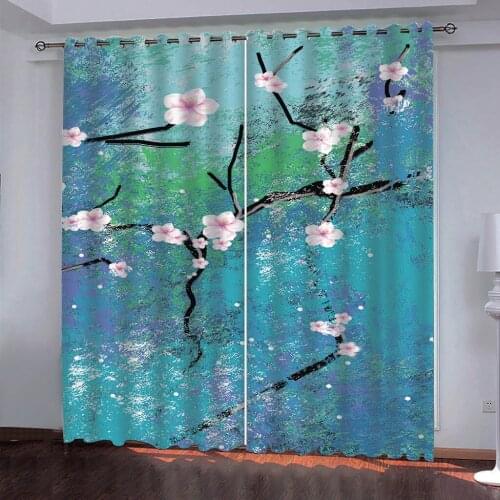Blue curtains plum curtain Popular modern minimalist bedroom living room 3d blackout curtains