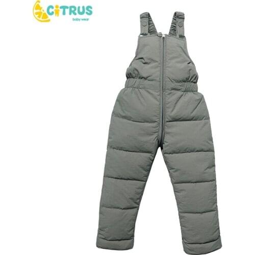 CITRUS Children Down Trousers Braces Pants Baby Boys Girls Autumn Winter Braces Pants Baby Warm Trousers For 9-24M Baby