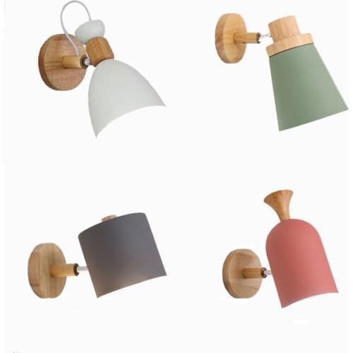 Modern Led Bedroom Bedside Lamp North Europe Simple Color Background Wall Lamp Creative Corridor Window Iron Light