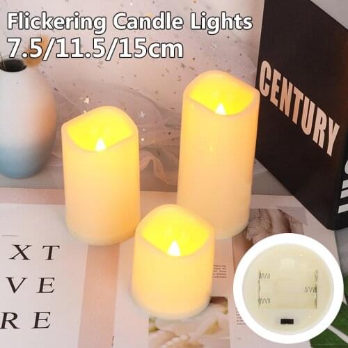 1pc LED Candle Lights Outdoor Flickering Flameless Pillar Candle Lights Garden Weeding Home Decors Batteries Not Included