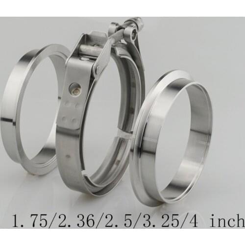 V-Band Clamp 1.75/2.36/2.5/3.25/4 inch Male/Female Flange Kit V-band Stainless Steel Turbo Exhaust Pipes Car Accessories