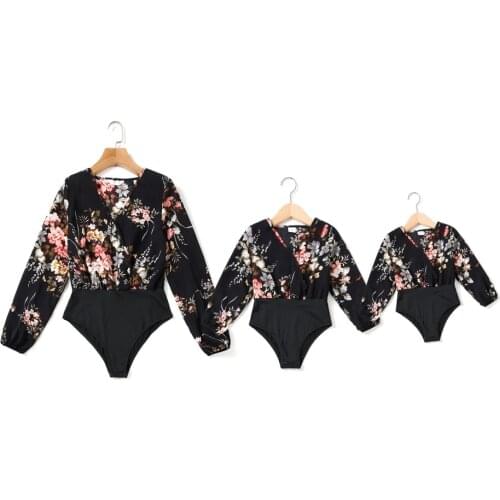 Family Look Spring Mother Daughter Matching Overalls Tops Flower Mom Mum Baby Mommy and Me Clothes One-Piece Women Girls Dresses