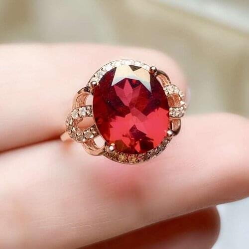 High Quality Pigeon Blood Big Round Topaz Gemstone Fashion Ring S925 Sterling Silver Fine Jewelry for Women Free Shipping