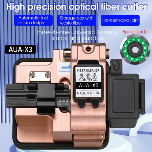 High Precision AUA-X3 Fiber Cleaver FTTH Cable Fiber Optic Cutting Knife Tools Cutter Three-in-one clamp slot 24 Surface Blade