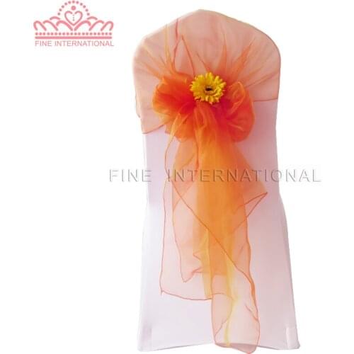 Factory Price 50pcs Free Shipping Organza Around 90 Kinds Color Chair Cover Hood