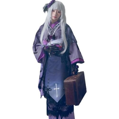 Rozen Maiden Cos Sui gin tou Mercury Lamp Woman Cosplay Costume Kimono+Apron+headwear+Gloves+Belts+Necklace+Shawl
