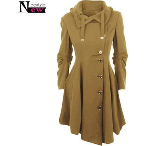 Women Winter Autumn Trench Coat Stand Collar Woolen Coat Single Breasted Long Sleeve Hooded Slim Keep Warm Trench Coats Parkas