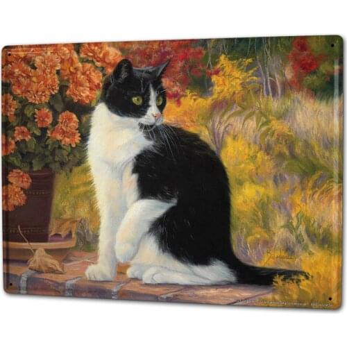 Tin Sign Cat Breed Cat in the garden