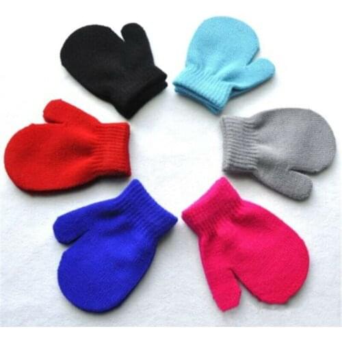 1 Pair Mittens Gloves Baby Toddler Boys Girls Winter Kids Cartoon Warm One Size Cotton Solid Cute Soft Snow Outside Accessories