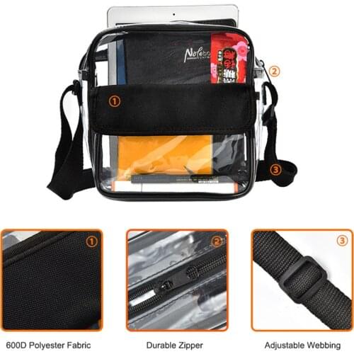 1pcs Clear Plastic Tote Bag Women Transparent Handbag Zip Purse Security Travel Shoulder Bag Cosmetics Organizer Cross-body Bag