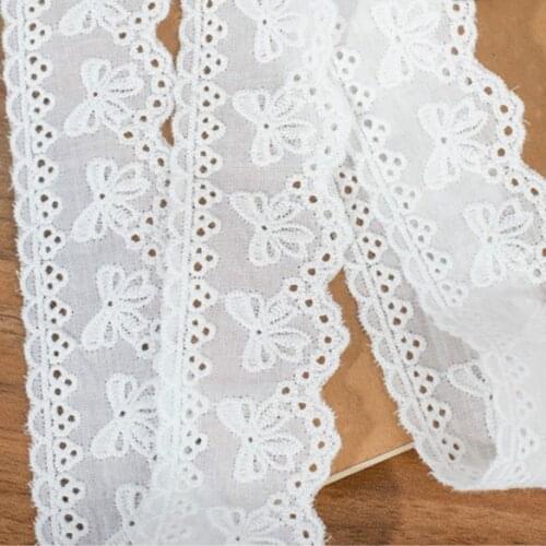 3 yards/length High-quality 4.5cm Bilateral Bowknot Cotton Cloth Edge Embroidery Lace DIY Handmade Accessories Clothing Material