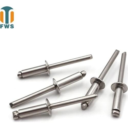 50 PCS M3.2/M4/M4.8 DIN EN ISO 15983 GB /T 12618.4 Stainless Steel Open End Blind Rivets Pop Rivets With Protruding Head