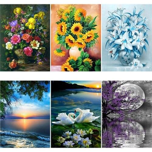 DIY 5D Diamond Painting Flower Diamond Embroidery Cross Stitch MosaicFull Round Drill Rhinestones Art Wall Home Decor