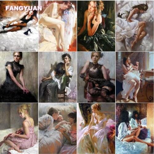 Diamond Painting Sitting Woman and Slender Beautiful Legs 5D Diy Cross Stitch Kits Retro Home Decor Pictures Rhinestones Artwork