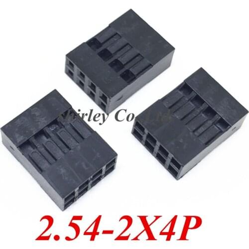 Free shipping 1000pcs/lot 2x4Pin Dupont Shell /plug,Double, jumper Wire Cable Dupont Housing 2*4P, Pitch:2.54MM MZSMDZ10
