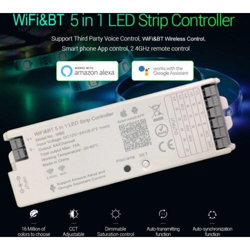 Tuya WIFI Light Strip Controller Wifi+Bluetooth Wireless Voice Control 2.4GHz Remote Control With Alexa Google Home Automation