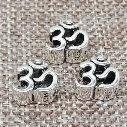 925 Sterling Silver OM Beads for Yoga Meditation Bracelet Necklace