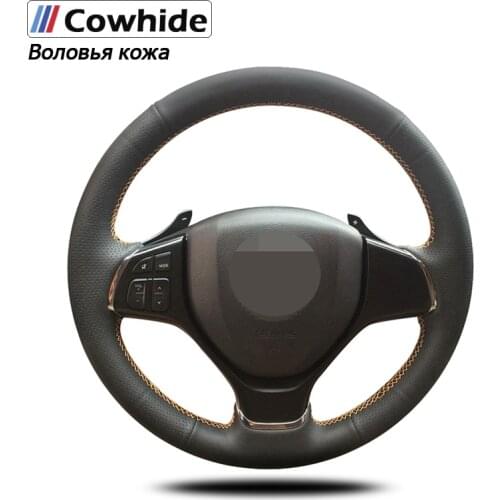 Handsewing Black Genuine Leather Steering Wheel Covers For Suzuki Baleno 2016 2017-2019 Alivio 2015-2019