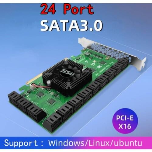 Chia Mining Riser 24 Port SATA PCI Express X16 Controller SATA PCI-E Adapter PCIE SATA Add On Cards PCIE to SATA3 Expansion Card
