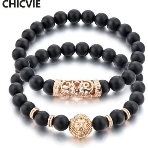 CHICVIE 2pcs/set Handmade Animal Lion Bracelets & Bangles Charms For Women & Men Luxury Brand Jewelry Making Bracelets SBR190011
