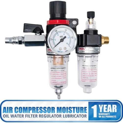 G1/4'' Air Compressor Oil Lubricator Water Separator Trap Filter Regulator Gauge