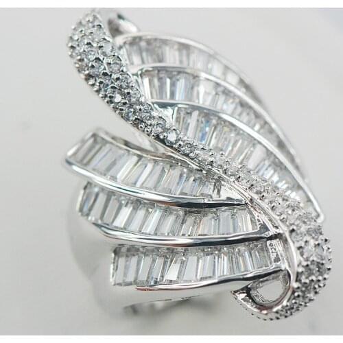 Micropave White Crystal Zircon 925 Sterling Silver Ring Size 7 8 9 A08
