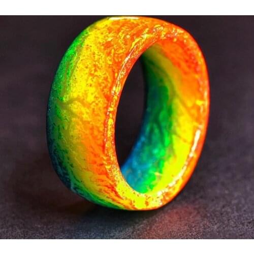 Secret Woods Color Ring Hot Fashion Cool Luminous Crack Night Day Glow Meteor Ring Couple Lover Jewelry