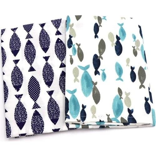 Kitchen Towels Dining Table Napkins Light Blue Fish Mediterranean Fish Printing Cloth Restaurant Napkins For Wedding