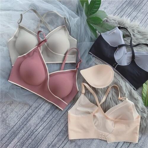 Wriufred Latex seamless bralette one-piece vest sling invisible buckle zero bondage sleep freebra plus size women cozy home bras
