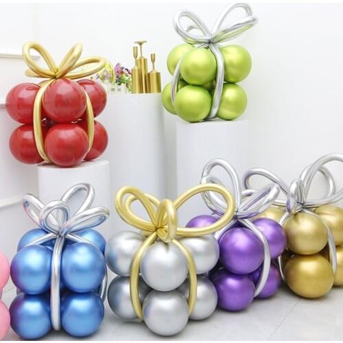 15pcs Metal Gold Balloon Long balloon DIY gift box Happy Birthday Party Decoration Kids Boy Girl Adults Wedding Birthday Ballon