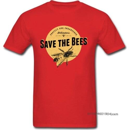 Save The Bees T-shirt 2019 Men Tshirt Letter Red T Shirt Moto Biker Racer Tops MMA Cotton Tees Pollinators Spring 3XL Clothing