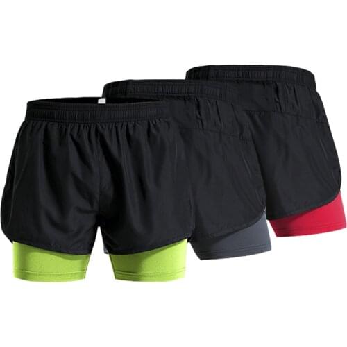 Mens 2-in-1 Running Shorts Quick Drying Breathable Active Training Exercise Jogging Cycling Shorts Longer Liner