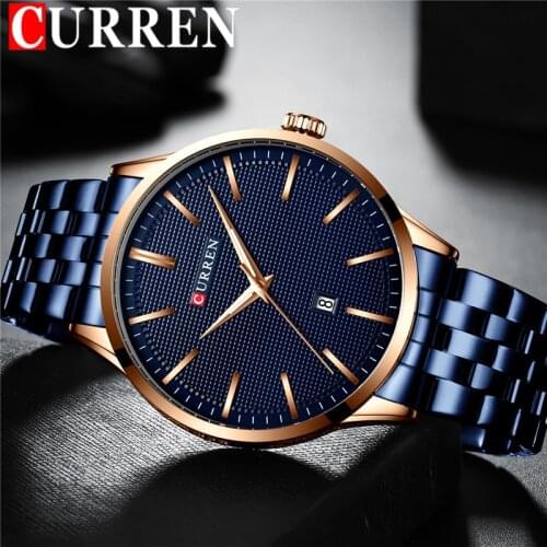 CURREN Sport Men Watch Top Brand Luxury Blue Military Business Waterproof Male Clock Stainless Steel Quartz Man Wristwatch 8364