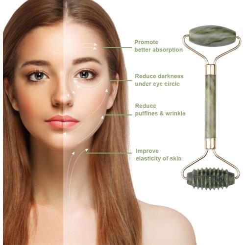 CAMMUO Natural Guasha Massager Green Facial Roller Plate Jade Stone Gua Sha Massager Face Slimming Lift Relax Tools Dropship