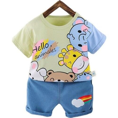 New Summer Newborn Baby Girl Clothes Cute Children Boys Cartoon T-Shirt Shorts 2Pcs/Sets Toddler Sports Costume Kids Tracksuits