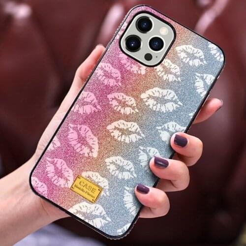 Luxury Diamond Phone Case For iPhone 11 12 Pro Max Mini SE 2020 Bling Lip Print Cover For iPhone X XR XS Max 6 6s 7 8 Plus Case