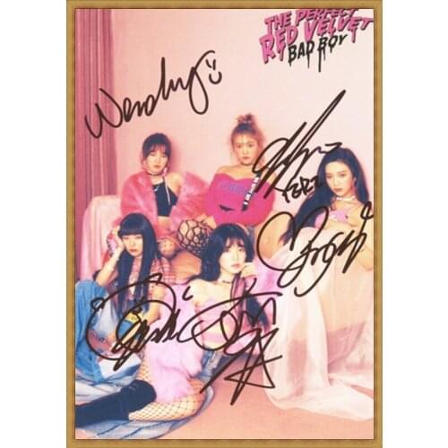 Hand signed THE PERFECT RED VELVET autographed group photo K-POP 6 inches free shipping 022018B