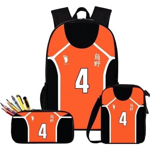 3pcs Haikyuu Backpack Vintage Canvas Backpacks School Bag Mens Travel Bags Large Capacity Shoulder Bag Backbag Mochila Rucksack