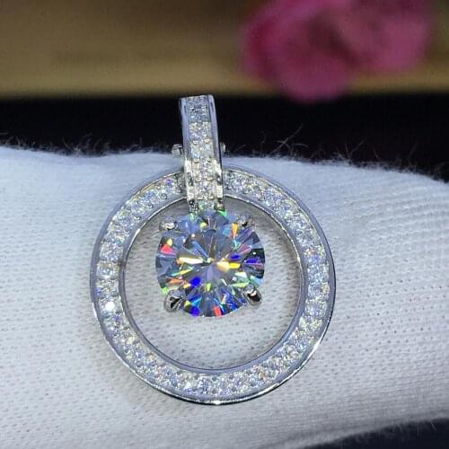 Silver 925 Jewellery Moissanite Pendants 1.00ct D VVS Luxury Sloshing circle necklace for Women