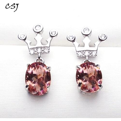 CSJ Zultanite Earring Drop Sterling 925 Silver Oval Cut 6*8MM Created Sultanite Fine Jewelry Women Wedding Party Gift