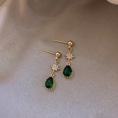 Crystal Setting Earrings For Women Water Drop Green Crystal Earrings Fine Jewelry Gifts