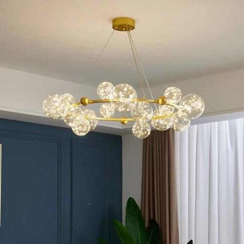 New Nordic Post-Modern Living Room Dining Room Creative Glass Bubble Led Chandelier Starry Bedroom Personality Fashion