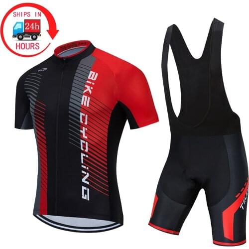 Teleyi 2021 Cycling Jersey Pro Team Clothing Bike Bib Shorts MEN Set Ropa Ciclismo Summer Quick-Dry Bib 5D Gel