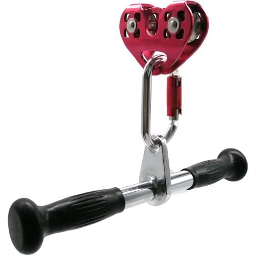 Zip Line Trolley 30kN Zipline Dual Pulley with Handle Bar and 25kN Stainless Steel Twist Lock Auto-Locking Carabiner