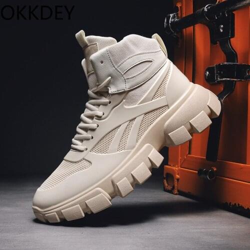 [autumn and winter fashionable shoes and boots series] 2020 sports casual mens shoes with high top and thick soles