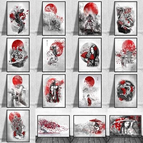 Japanese Zen ink printing poster oil painting canvas decoration mural, home living room bedroom wall decoration HD wall stickers