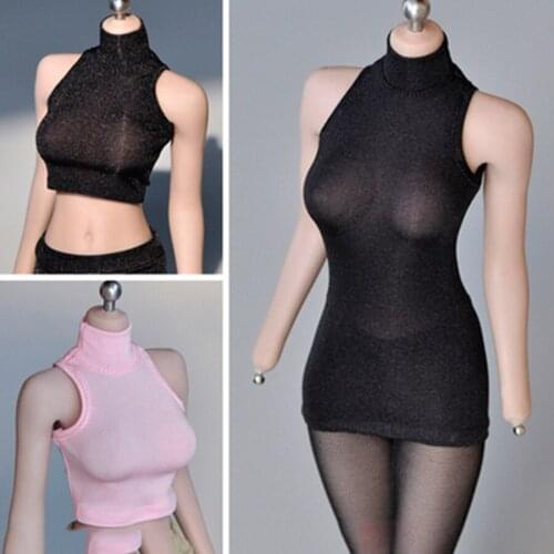 1/6 scale female figure sexy tight strapless T-shirt vest clothing model for 12 inch action figure body accessories
