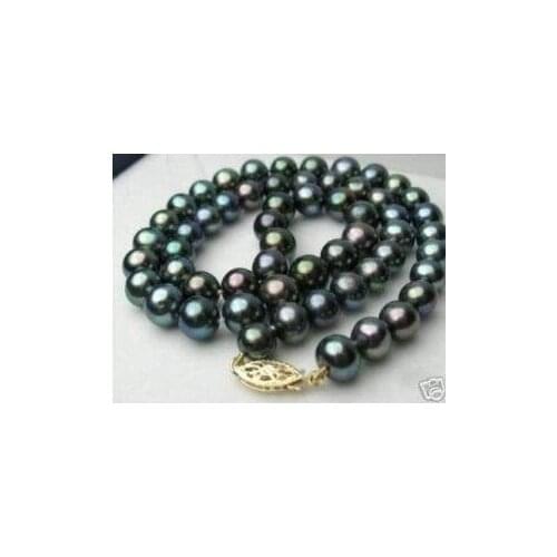 Women Gift word Love Charming black 8-9MM AKOYA PEARL Clasp NECKLACE Fashion women gift -jewelry