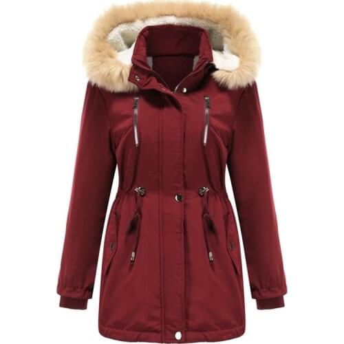 Quanss Female Coat Winter Thick Warm Berber Fleece Lining Hooded Jacket Women 2021 Fashion Solid Parkas Casual Padded Coats