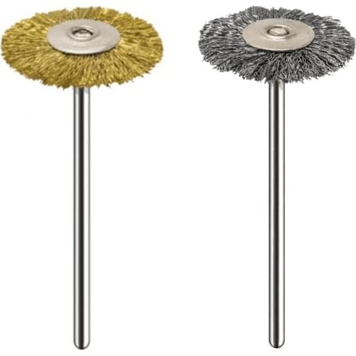 1pcs 2.35 Handle Mini Brush Electric Grinding Wire Polishing Brush Flat Brush Wire Brush Gold silver Nail drill Bit